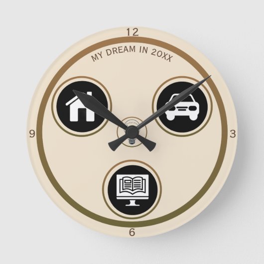 Minimalistische icoon persoonlijke wandklok (Voorkant)