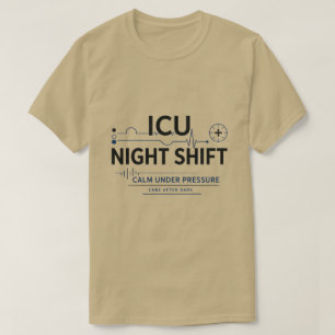 Minimalistische ICU-nachtdienst-verpleegkundige sh T-shirt