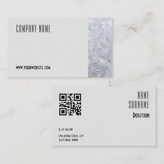 Minimalistische ijsfotografie QR grijs Visitekaart Visitekaartje (Voorkant / Achterkant)