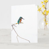 Minimalistische IJsvogel op wit voor vogelaars Kaart (Gele Bloem)