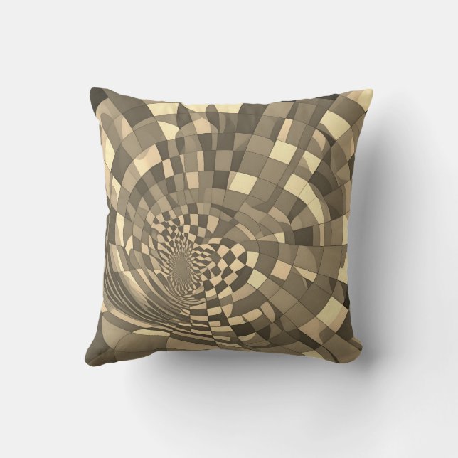 Minimalistische illusie: verdraaid schaakbordpatro kussen (Achterkant)