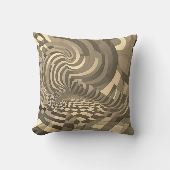 Minimalistische illusie: verdraaid schaakbordpatro kussen (Voorkant)