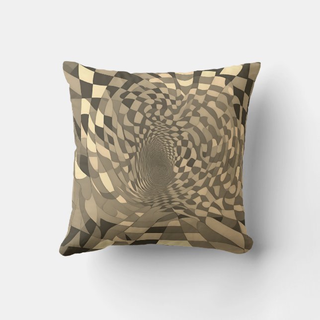 Minimalistische illusie: verdraaid schaakbordpatro kussen (Achterkant)