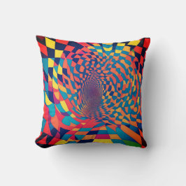 Minimalistische illusie: verdraaid schaakbordpatro kussen