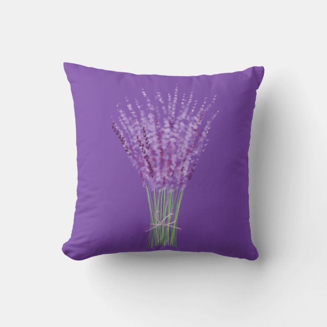 Minimalistische illustratie Lavender Bouquet Kussen (Voorkant)