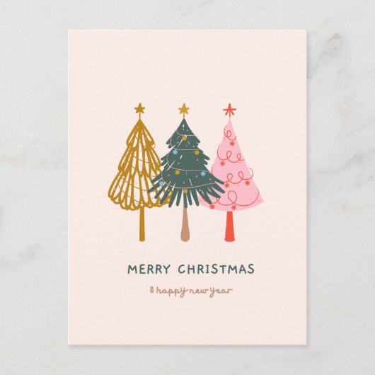 Minimalistische illustratie van de kerstboom feestdagenkaart (Voorkant)