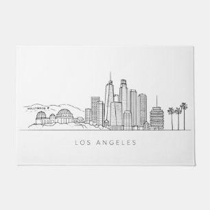Minimalistische illustratie van de Los Angeles-sky Deurmat