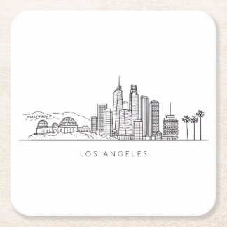 Minimalistische illustratie van de Los Angeles-syl Kartonnen Onderzetters
