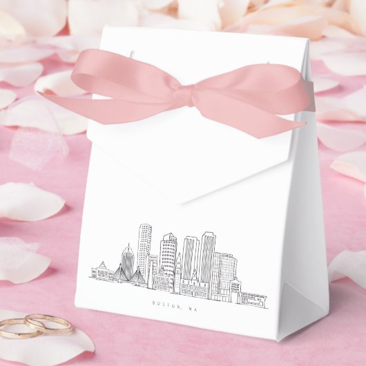 Minimalistische illustratie van de skyline van Bos Bedankdoosjes (Huwelijk)
