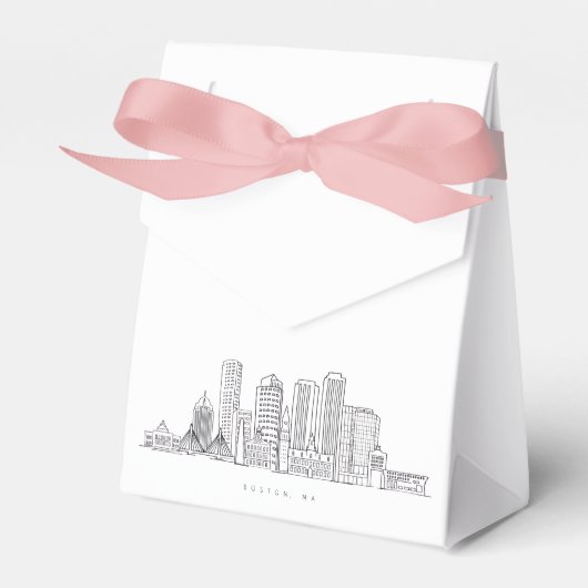 Minimalistische illustratie van de skyline van Bos Bedankdoosjes (Voorkant Zijde)