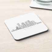 Minimalistische illustratie van de skyline van Bos Bier Onderzetter (Linkerzijde)