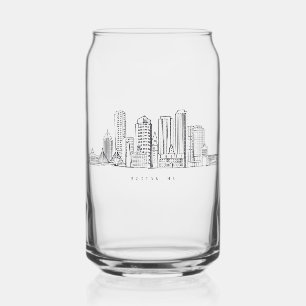 Minimalistische illustratie van de skyline van Bos Blikvorm Glas