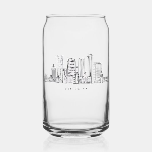 Minimalistische illustratie van de skyline van Bos Blikvorm Glas (Voorkant)