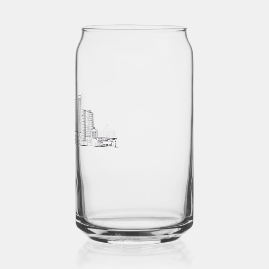 Minimalistische illustratie van de skyline van Bos Blikvorm Glas (Links)