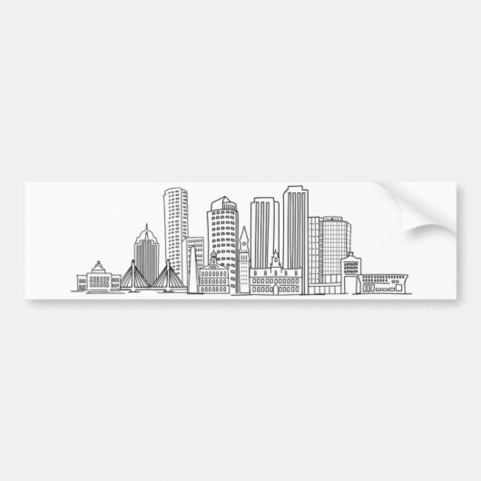 Minimalistische illustratie van de skyline van Bos Bumpersticker (Voorkant)