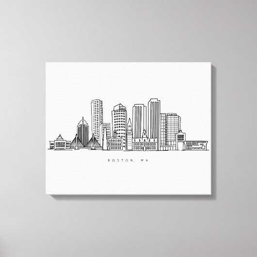 Minimalistische illustratie van de skyline van Bos Canvas Afdruk (Voorkant)