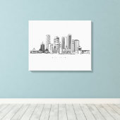 Minimalistische illustratie van de skyline van Bos Canvas Afdruk (Insitu (Houten vloer))