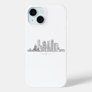 Minimalistische illustratie van de skyline van Bos iPhone 15 Case