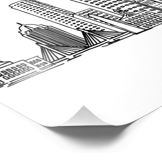 Minimalistische illustratie van de skyline van Bos Foto Afdruk (Hoek)