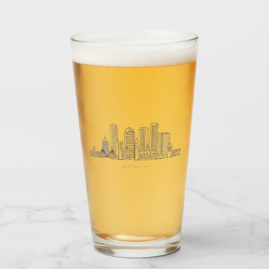 Minimalistische illustratie van de skyline van Bos Glas (Voorkant gevuld)