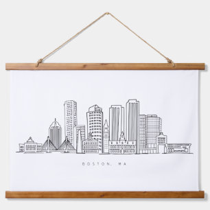 Minimalistische illustratie van de skyline van Bos Hangend Wandkleed