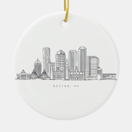 Minimalistische illustratie van de skyline van Bos Keramisch Ornament