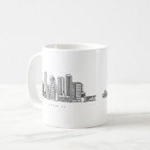 Minimalistische illustratie van de skyline van Bos Koffiemok (Voorkant links)