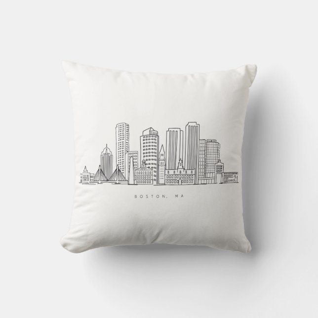 Minimalistische illustratie van de skyline van Bos Kussen (Voorkant)