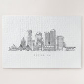 Minimalistische illustratie van de skyline van Bos Legpuzzel (Horizontaal)