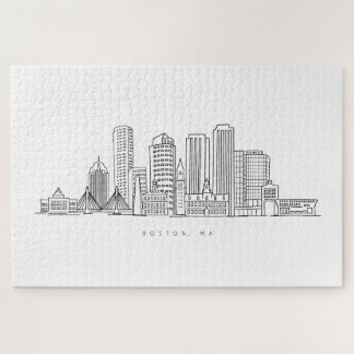 Minimalistische illustratie van de skyline van Bos Legpuzzel