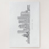 Minimalistische illustratie van de skyline van Bos Legpuzzel (Verticaal)