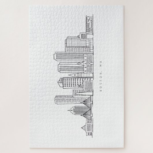 Minimalistische illustratie van de skyline van Bos Legpuzzel (Verticaal)