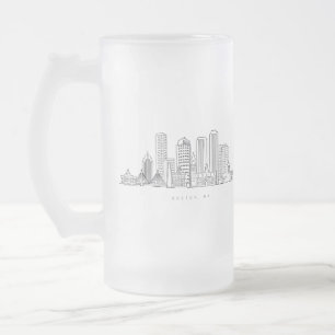 Minimalistische illustratie van de skyline van Bos Matglas Bierpul