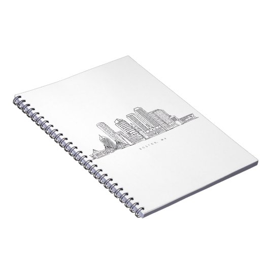 Minimalistische illustratie van de skyline van Bos Notitieboek (Rechterzijde)