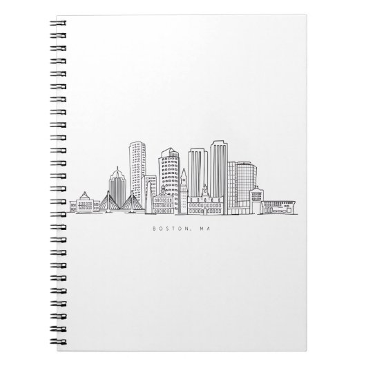 Minimalistische illustratie van de skyline van Bos Notitieboek (Voorkant)