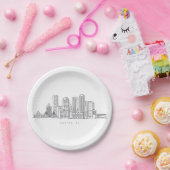 Minimalistische illustratie van de skyline van Bos Papieren Bordje (Feest)