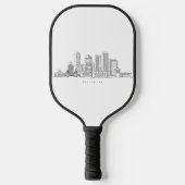 Minimalistische illustratie van de skyline van Bos Pickleball Paddle (Voorkant)