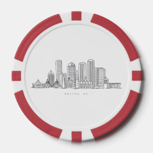 Minimalistische illustratie van de skyline van Bos Poker Chips