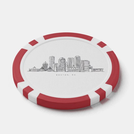 Minimalistische illustratie van de skyline van Bos Poker Chips (Enkel)
