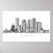 Minimalistische illustratie van de skyline van Bos Poster (Voorkant)
