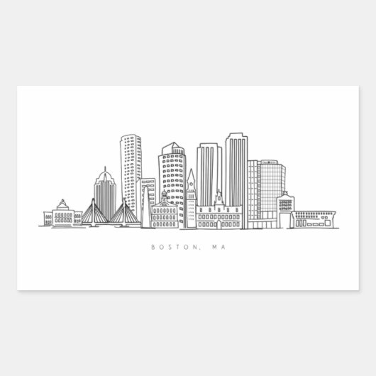 Minimalistische illustratie van de skyline van Bos Rechthoekige Sticker (Voorkant)
