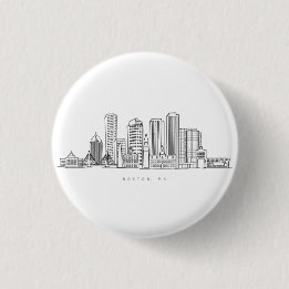 Minimalistische illustratie van de skyline van Bos Ronde Button 3,2 Cm