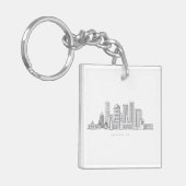 Minimalistische illustratie van de skyline van Bos Sleutelhanger (Voorkant Links)