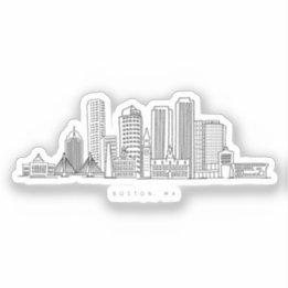 Minimalistische illustratie van de skyline van Bos Sticker