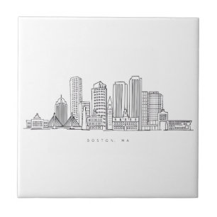 Minimalistische illustratie van de skyline van Bos Tegeltje