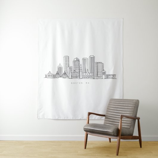 Minimalistische illustratie van de skyline van Bos Wandkleed (In situ)