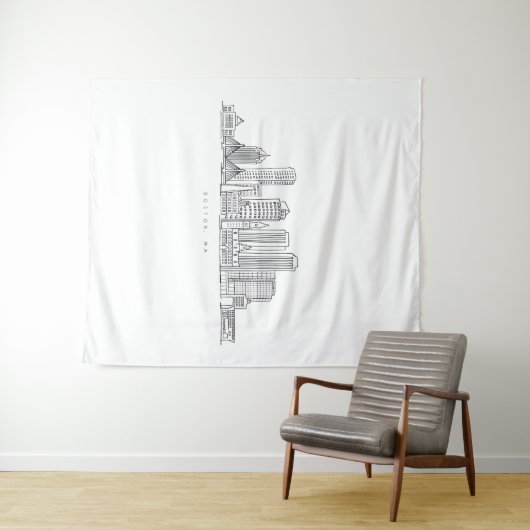 Minimalistische illustratie van de skyline van Bos Wandkleed (In Situ (horizontaal))