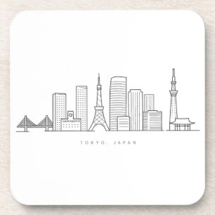 Minimalistische illustratie van de Tokyo-silhouett Bier Onderzetter