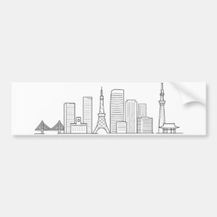 Minimalistische illustratie van de Tokyo-silhouett Bumpersticker