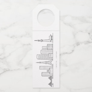 Minimalistische illustratie van de Tokyo-silhouett Flessenhanger